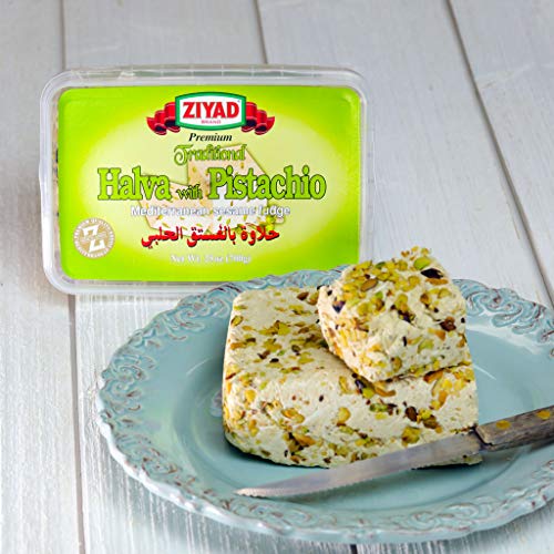 Ziyad Traditional Mediterranean Sesame Fudge Halva, Pistachio With No Additives, No Preservatives, 25 Oz #TOP3