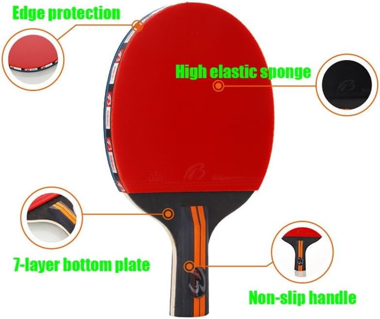 Ping Pong Paddle, Short Handle Penhold Table Tennis Racket, Professional Table Tennis Paddle for Beginners
