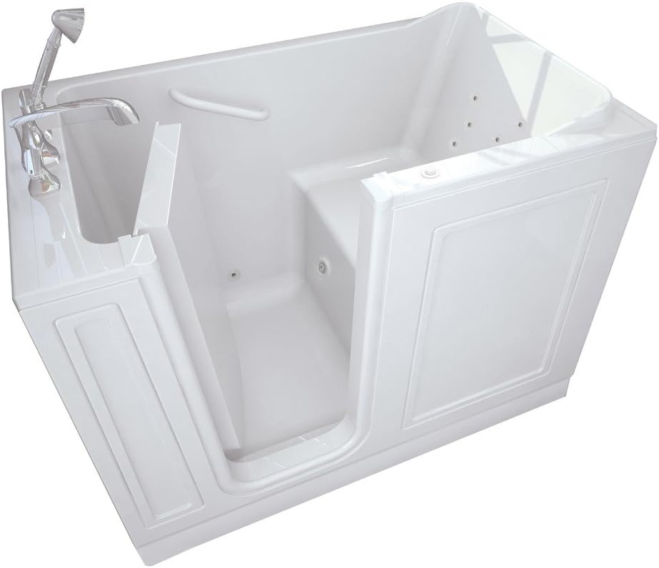 American Standard 2651.110.WL.WLW 26-Inch by 51-Inch Walk-In Bath Whirlpool System, Left Side Drain, White