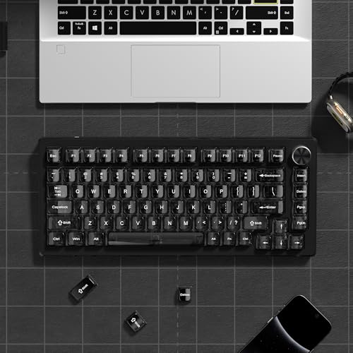 Image of dagaladoo Grey Clear keycaps,Transparent keycaps 60 75 100 Percent,Ceramic Jelly Keyboard caps Set,Shine Through keycap.,MDA Profile Keyboard Key Cap for Mx Switches Mechanical Keyboard(115key)