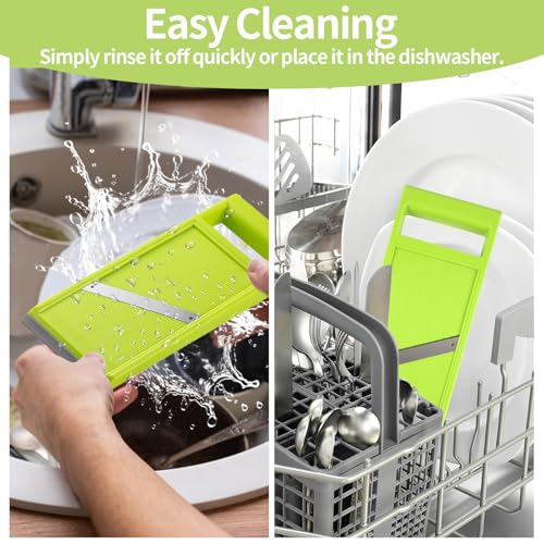 Portable Vegetable Slicer, Stainless Steel Handheld Mandoline, Potato Carrot Food Slicer, Chip Maker with Ergonomic Handle, Dish Washer Safe Cucumber Chopper, Kitchen Slicer for Onion Cheese - Image 6