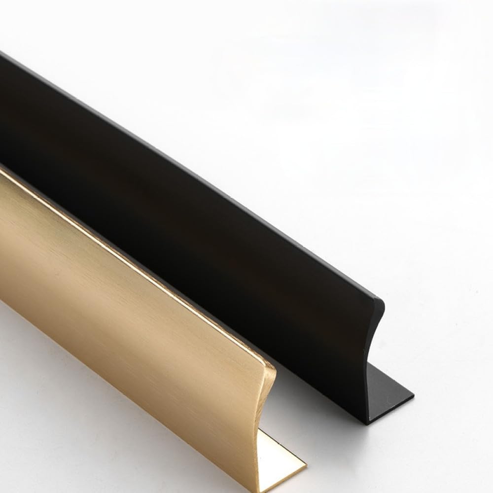 Tiradores ocultos dorados y negros, tiradores largos para armarios de cocina, tiradores para cajones, tiradores para muebles de aleación de aluminio, tiradores para armarios, negro, 1200mm