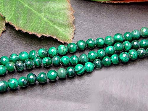 4mm～15mm わけあり マラカイト 孔雀石 1連39cm 通し針、解説書、1mゴム付き ロシア産 天然石 パワーストーン (5mm g3-621)