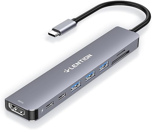 Miniatura 9 de LENTION Hub USB-C 8 en 1 con HDMI 4K 60Hz, entrega de energía de 100 W, datos USB C de 5 Gbps, 3 USB 3.0 y lector de tarjetas microSD y SD para