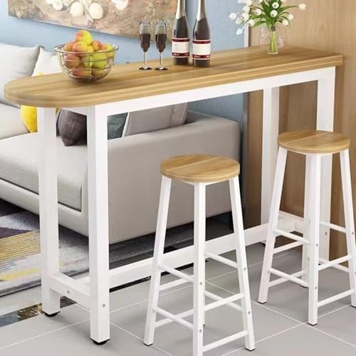 Mesa de Bar con Esquinas Redondeadas, Mesa Alta de 100 cm de Altura, 80/100/120/140/160 cm de Largo Barra Bar para Cocina, Sala de Estar, Comedor y Cafetería(Beige,80x30x100cm/32x12x39in)