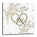 3dRose 50th Golden Wedding Anniversary in Faux Gold Glitter Heart on White Wall Clock, 15 x 15