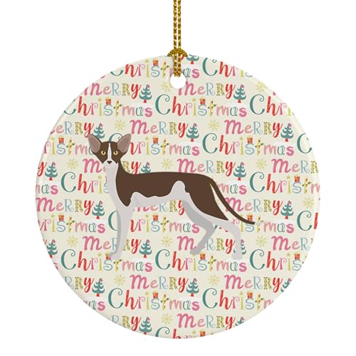 Caroline's Treasures Oriental Shorthair #2 Cat Christmas Ceramic Ornament Christmas Tree Hanging Decorations for Home Christmas Holiday, Party, Gift, 3 in, Multicolor