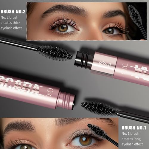 Natural Prime Lash Mascara, Waterproof Brown Volume Mascara, 4D Silk Fiber Mascara Black for Women, Extra Long & Thick, No Clumps, Long-Lasting Formula - Image 3