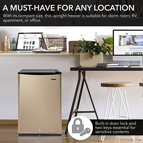 image for Whynter CUF-210SSG Upright Small Mini Freezer with Lock for Bedrooms, 