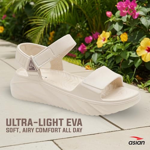 Image of ASIAN Indigo-32 Women's Casual Platform Sandals with Adjustable Strap | Lightweight EVA Sandals with Comfortable Cushioning Footbed for Travel