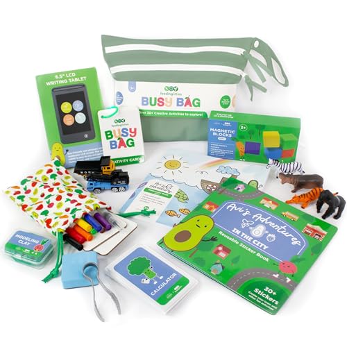 BapronBaby Feeding Littles Busy Bag (Sage) - Toddler Travel Activity Kit Restaurant Activity Kit for Independent and Family-Wide Play Age 3+