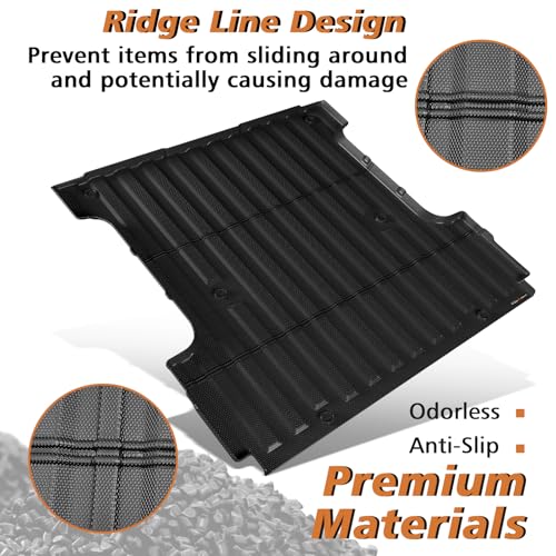 Image of TripleAliners Truck Mat Compatible with 2024-2026 Ford F150 & Lightning 5.5FT Accessories, Truck Bed Mat Heavy Duty Custom Fit All Weather Protection TPE Pickup Liner