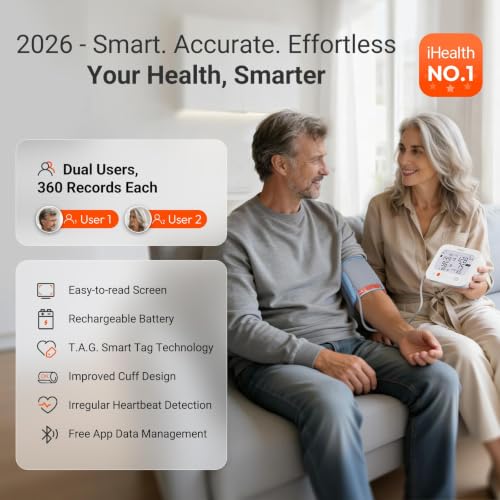 iHealth Jurni Smart Rechargeable Blood Pressure Monitor, Large Dual Display - image 2