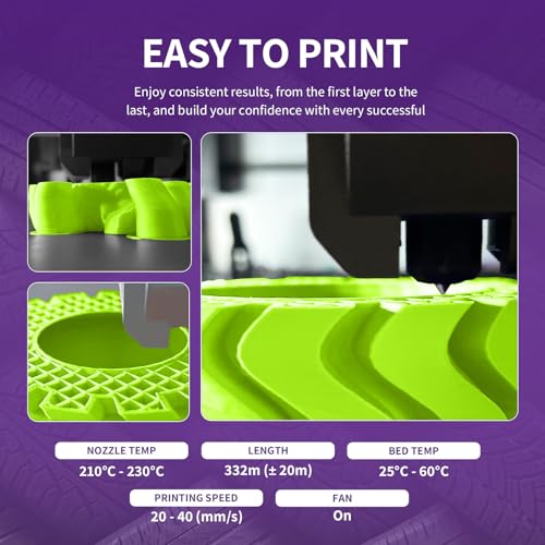 Image of OVERTURE TPU Filament 1.75mm Flexible Roll, 95A Soft 3D Printer Filament, 1kg Spool (2.2 lbs), Fit Most FDM Printer (TPU Light Green)