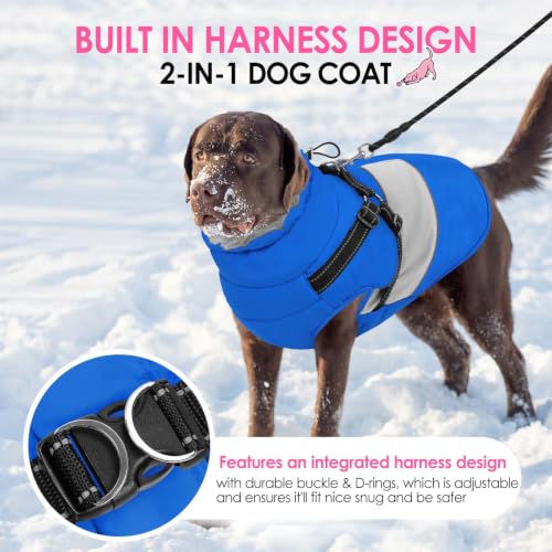 Image of AOFITEE Dog Coat Warm Dog Jacket with Harness Built in Pet Puffer Jacket XS