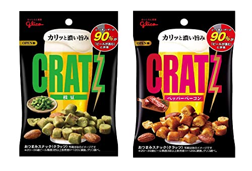 【Amazon.co.jp限定】江崎グリコ クラッツ2種(ペッパーベーコン)・(枝豆) アソートセット おつまみ スナック ビールに合う 16個