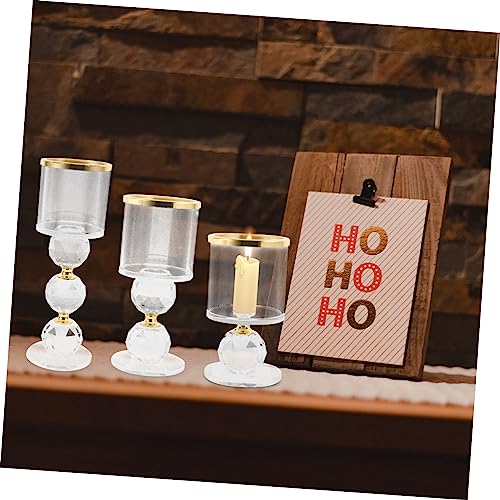 Cabilock 3pcs Candle Holder for Pillar Candle Crystal Candlesticks Candle Holder for Room Windproof Clear Candle Holders Candle Holder for Table Cylinder Candleholders Pillar Candle Holder