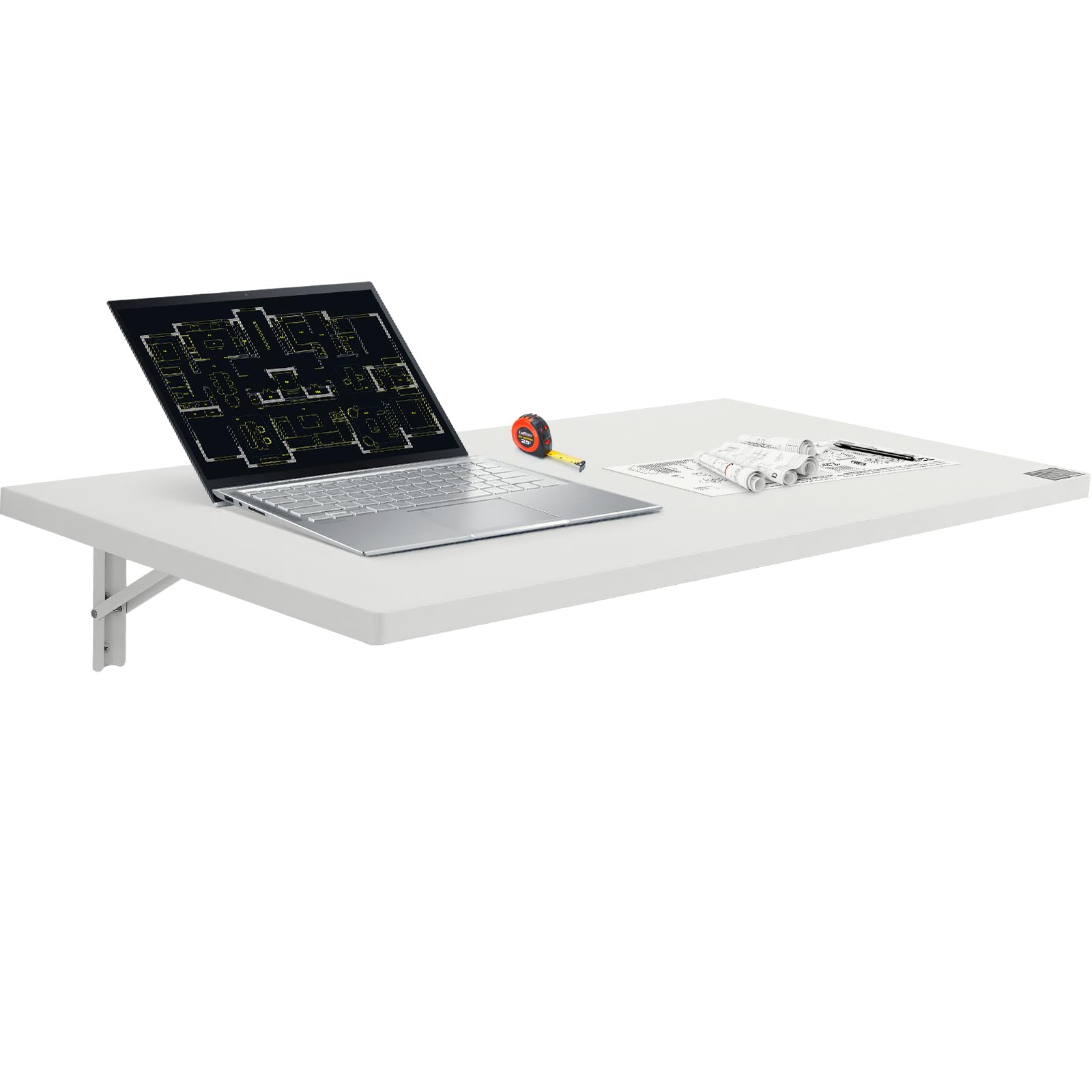 VEVOR Mesa Plegable en la Pared, 1000 x 500 x 185 mm, Escritorio Flotante con Soporte de Hierro, Mesa Plegable para Espacios Pequeños, Oficina en Casa, Comedor, Cuarto de Lavado, Cocina, Bar, Blanco