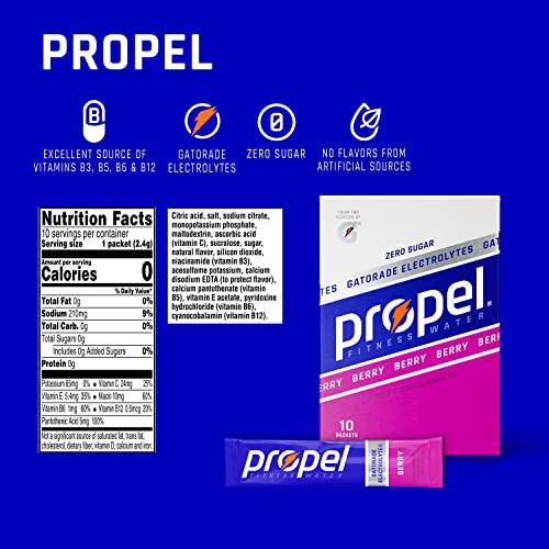 Propel Powder Packets Berry With Electrolytes, Vitamins And No Sugar 10 Count (Pack Of 12) #TOP2