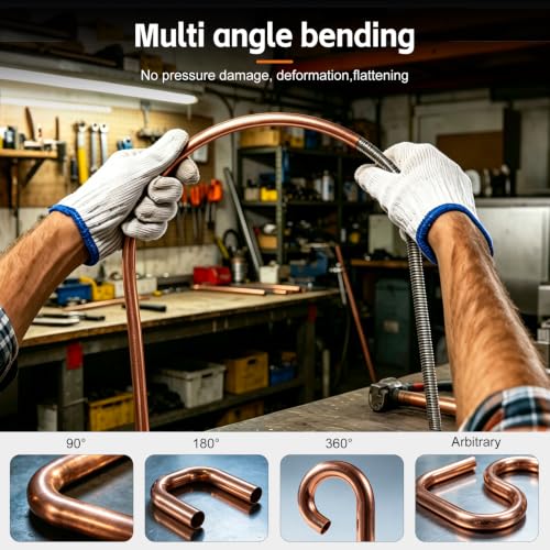 Image of Tnisesm 6-in-1 Copper Tube Bender Set, 1 /4 inch 5 /16 inch 3 /8 inch 1 /2 inch 5 /8 inch 3 /4 inch Copper Pipe Bender Tool Kit, 43in Long Manual Kink-Free Bending Spring for HVAC, Plumbing, Refrigeration & DIY Projects