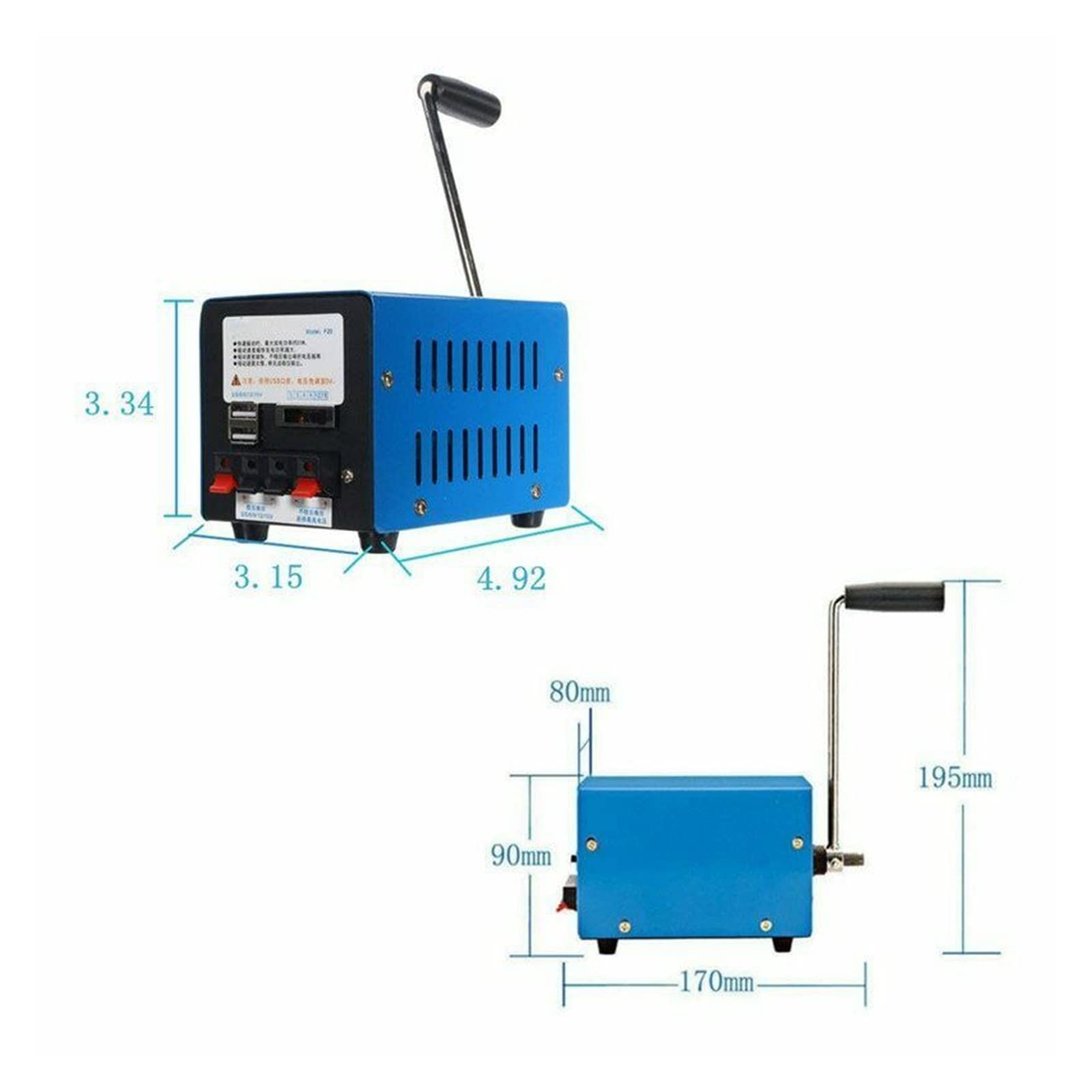 Przenośny ręczny generator korbowy o mocy 20 W Zasilanie awaryjne Elektryczna ładowarka USB Backpacking Camping Piesze wycieczki Zasilanie awaryjne
