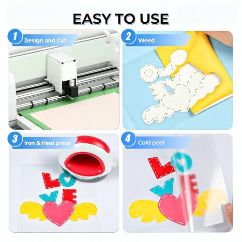 Image of HTVRONT Heat Transfer Vinyl Roll -12 inch x 4FT White HTV Vinyl for T-Shirts, White Iron on Vinyl for All Cutting Machines - Easy to Cut & Weed for HTV Heat Transfer Vinyl Design