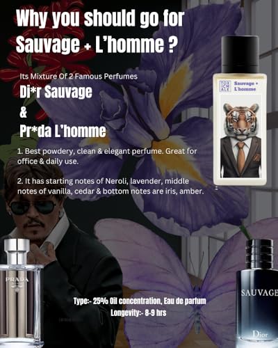 Image of TOXICMALE Sauvage + L?homme | Perfect Long lasting Men's perfume for Office | perfumes for men | Gift for him | TMA17 | 50 ml perfume | TM Perfume House