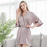 [diseño]: lencería de kimono bata para mujer, dos bucles en ambos lados para sujetar el cinturón, asegúrese de que el cinturón permanezca alrededor de la cintura fuera de la bata y bien cerrado.