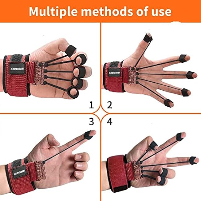 Finger Exerciser Hand Strengthener Hand Yoga Exerciser Finger Extensor Trainer Climbing Finger Strengthener Finger Resistance Band Guitar Finger Stretcher Finger Ext black-75lbs