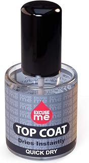 EXCUSE ME Quick Dry Top Coat: Super Shiny Fast-Drying Nail Polish Sealant 0.5oz for Long-Lasting Gloss
