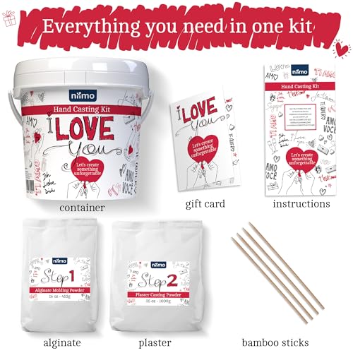 Niimo® 'I Love You' Couples Hand Casting Kit, Fun & Skin-Safe Hand Moulding Kit Couple, Personalised Gifts for Her & Him - Image 4