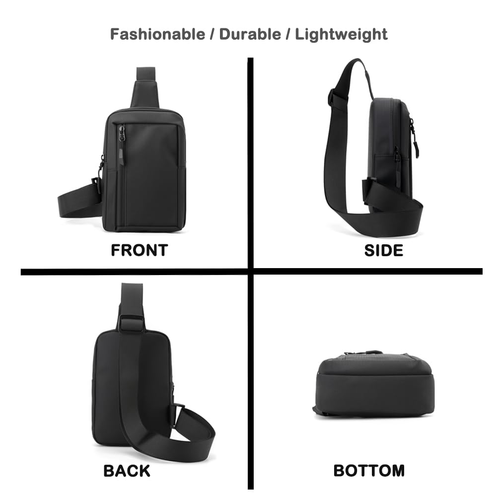 Bolsa cruzada, cangureras de cuerpo cruzado para hombres y mujeres, moderna, color negro, pequeña bolsa de pecho para teléfono para entrenamiento y correr, Negro -, Pequeño, Riñonera cruzada 4