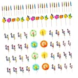 SOLUSTRE 105個 カラフル紙製傘ピック ケーキトッパー 飾り用フルーツピック バーやパーティー向け 鸡尾酒装饰签