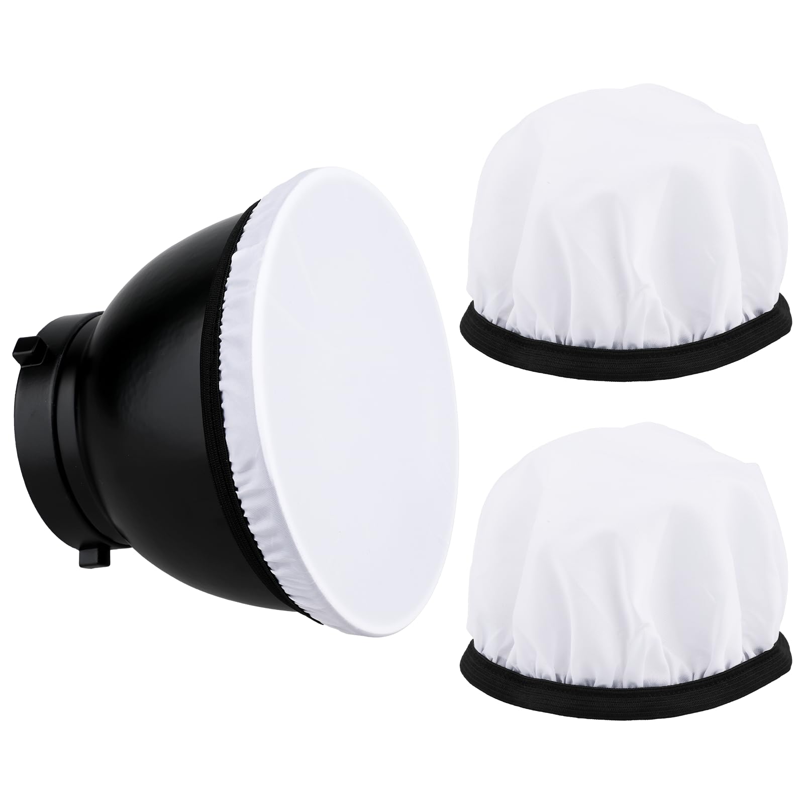 2Pcs Light Diffuser Sock, 7"/18cm Diffuser Lamp Cover White Soft Lampshade Reflector Lamp Sock for Studio Strobe Reflectors Ring Light Flash Light Standard Reflector