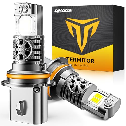 Termitor Latest Upgraded 9007 HB5 Light Bulb high/low beam, 50000LM 1000% Super Bright, 70000+ Hours Service Life, 6500K Cool White, 1:1 Halogen Replacement Light Bulbs, Plug N Play, Pack of 2