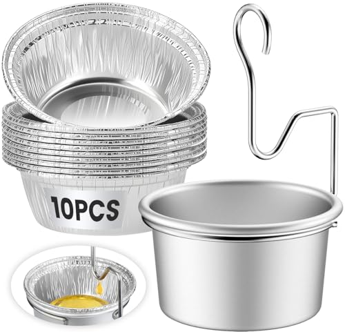 SpiralScgv Premium Grill Grease Trap Kit - Includes 10 Liners & Heavy-Duty Clips - Universal Fit for Weber Char-Broil Kenmore Grills - Rust-Proof Easy-Clean Design for Mess-Free BBQSilver