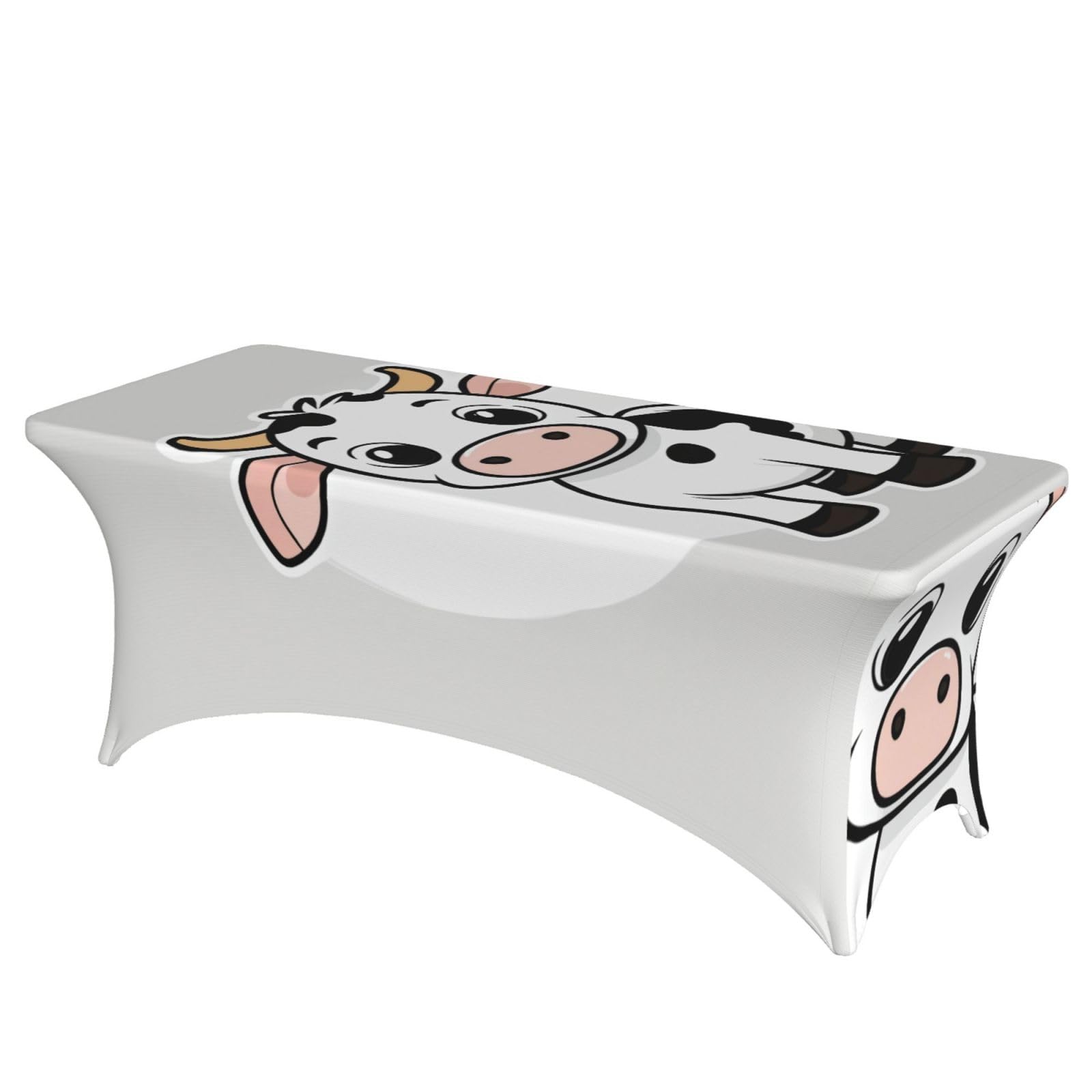 Nappe élasthanne extensible imprimé vache anti-pli et lavable pour masquer vos tables usées