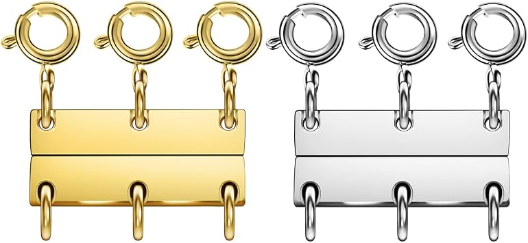 Layering Magnetic Necklace Clasps, multiple necklace clasp,necklace clasps for layered look,Stainless Steel Chain Link Clasps for Necklaces and Bracelets, Silver, Gold 3golden 3silver B