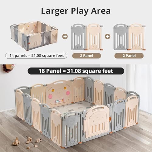 Image of Uanlauo Baby Playpen, 2 Panel Panel Baby Play Yard, Foldable Playpen Extension, Lightweight, Packable and Easy Setup Babies Playard, Safety and Durable Playpens Panel