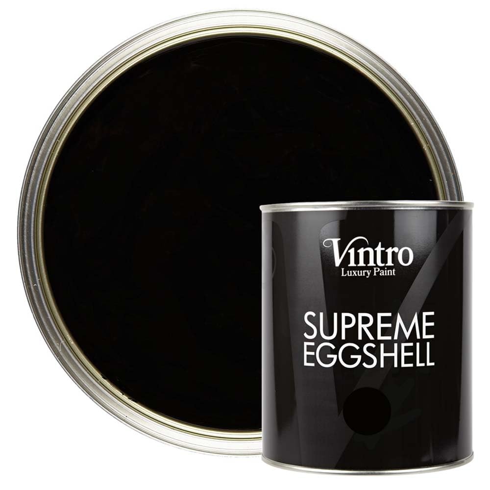 B&Q -  Paint Black Eggshell For Walls Wood Trim Satin Furniture Paint Interior & Exterior 1L (Victorian Black)
