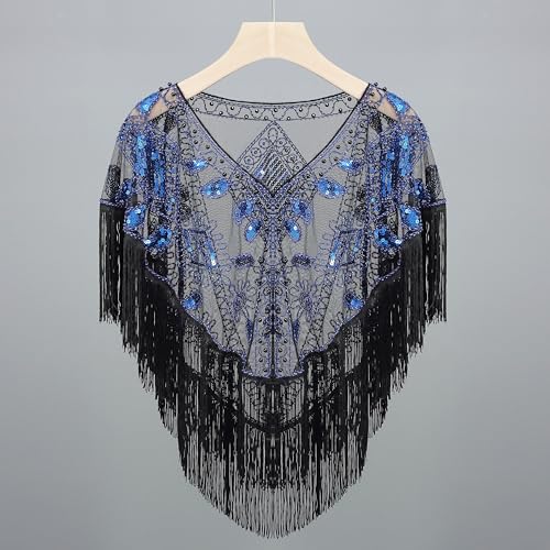 1920s Shawl Sequin Beaded Evening Cape Wraps for Gatsby Party Women Evening Cape Vintage Flapper Cover Up3