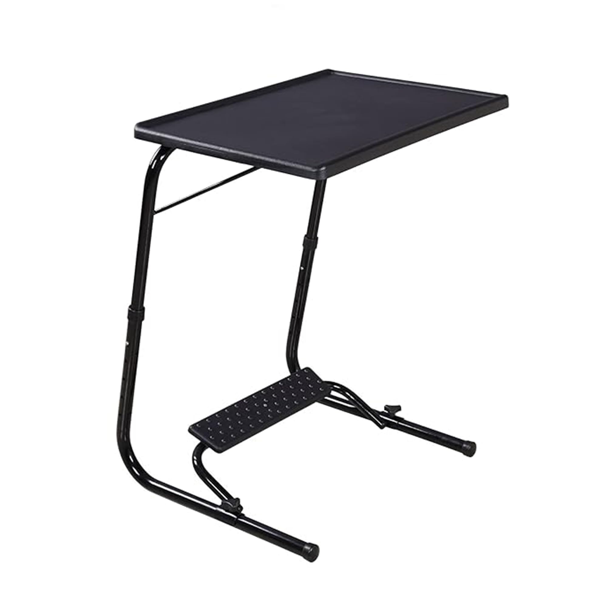 TABLE MAGIC – Multipurpose Height Adjustable Laptop Table Mat Finish, Lap Desk with Footrest Work from Home & Study Desk Picnic Outdoor Tv Tray Folding Table (TM Footrest-Black, Large)