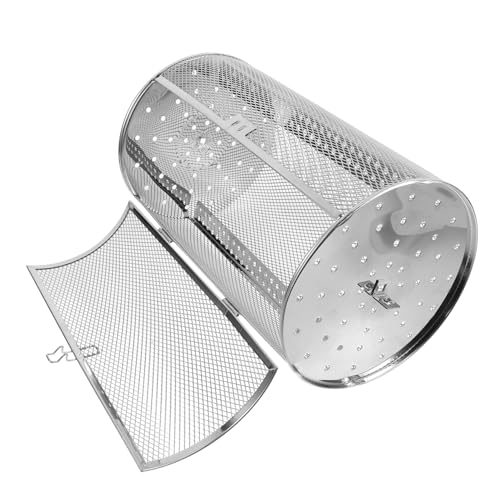 Gogogmee Stainless Steel Rolling Bbq Basket Versatile Oven Rotisserie Cage for Even Roasting of Nuts Vegetables Meats Durable Easy to Assemble Grill Tool for Kitchen Use