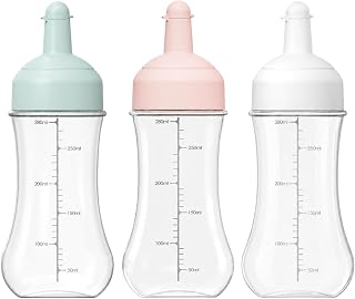 3 Pcs Condiment Squeeze Bottles, 11.8 fl oz / 350 ml Refillable Plastic Bottles with Measurement Markings, for Sauces, Ketchup, Mustard, BBQ, 7.6 x 2.9 in / 19.2 x 7.3 cm