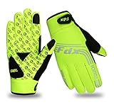 Amazon FDX Full Finger Winter Cycling Gloves, Thermal Warm, Water Resistant, Windproof, Anti-Shocking Gel Padded Palms, Touchscreen, Breathable, Anti-Slip Men Women, Racing, MTB, Riding, Running(Yellow M) #ad
