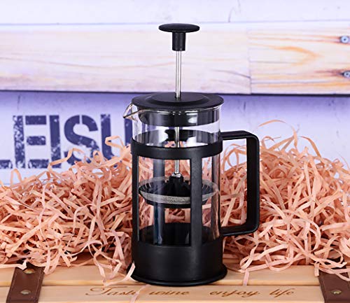 Image of French Press Coffee Maker, Heat Resistant Borosilicate Glass Coffee Pot Percolator, Coffee Brewer with Filtration, Tea Maker Filters, 11 OZ, 350ML, 1 or 2 Cup
