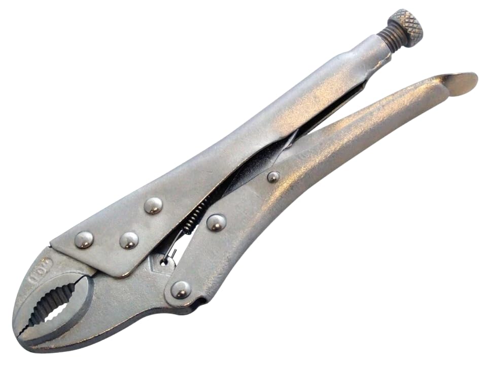 FROOBY Curved Jaw Locking Pliers 10 Inch/250mm, Adjustable Vice Knurled Screw Secure Locking Pliers, Heavy Duty Self Grip Mole Grips Pliers with Quick Release Lever, for Plumbing, Metalwork, DIY