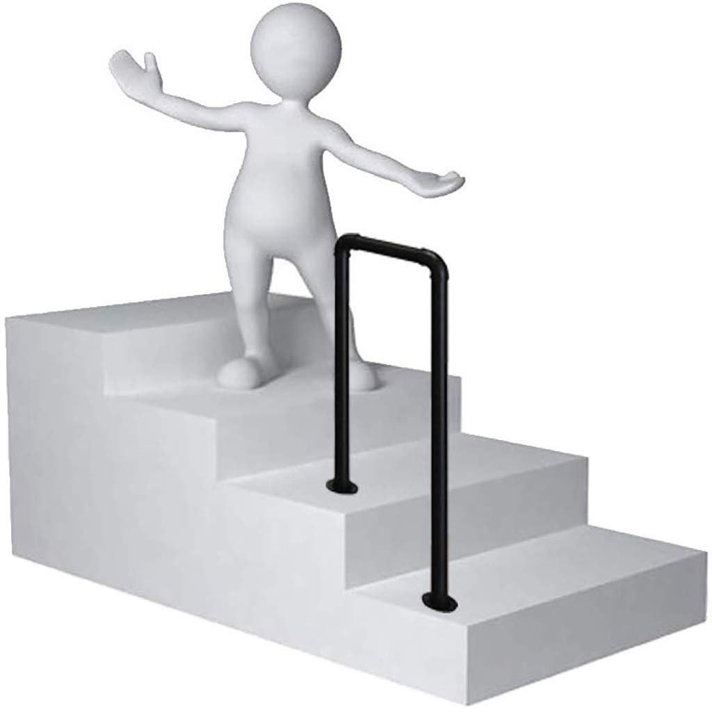 Main courante d'escalier extérieure en fer forgé noir en U LUNEZY