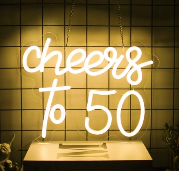 SG PRINT Cheers to 50 Neon Sign Happy 50th Birthday Neon Signs for Wall Decor-image-10