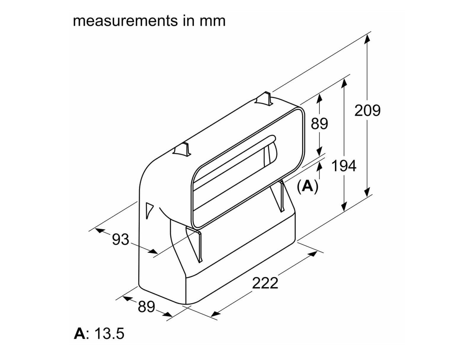 Bosch HEZ9VDSB4 Zubehör für Kochfelder mit Dunstabzug, 90° Flachkanalbogen vertikal, Größe S